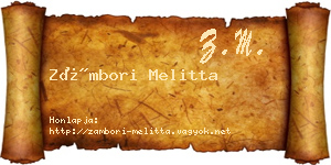 Zámbori Melitta névjegykártya